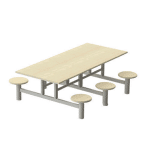 Mesa para Refeitorio com banco redondo individual